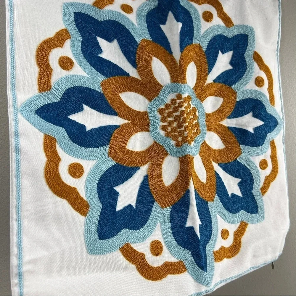 COTTON embroidered mandala style pillow case 17.5